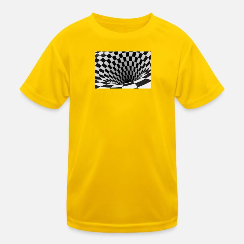 Black and white checkerboard vortex Kids Functional T-Shirt