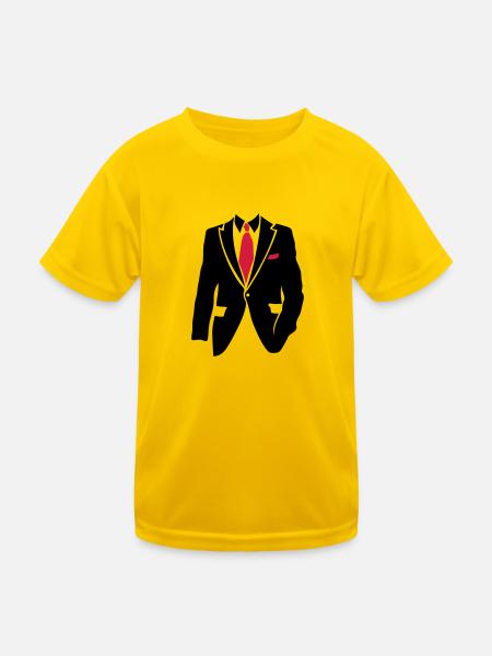 Anzug Geschäftsmann 2105 - Kinder Funktions-T-Shirt - Eigelb - Vorne