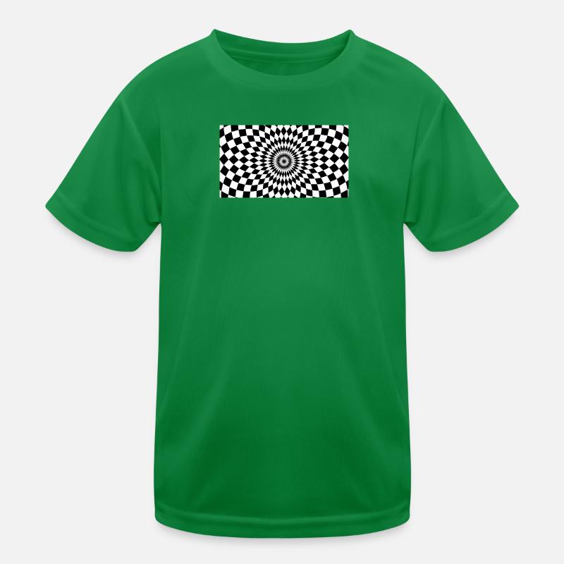 Optical Vortex Checker Illusion Kids Functional T-Shirt