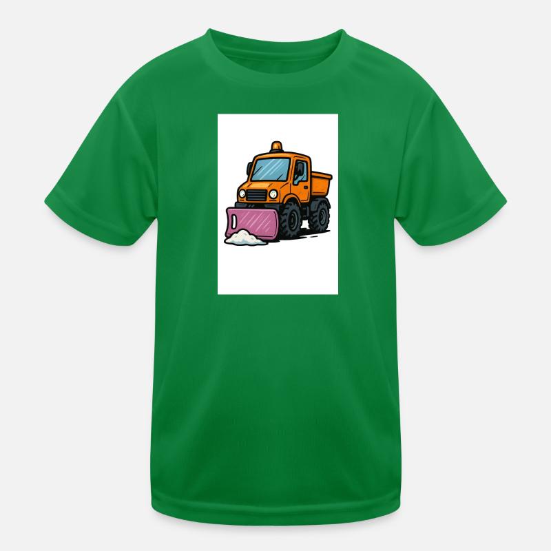 Small snow plough on construction site motif Kids Functional T-Shirt