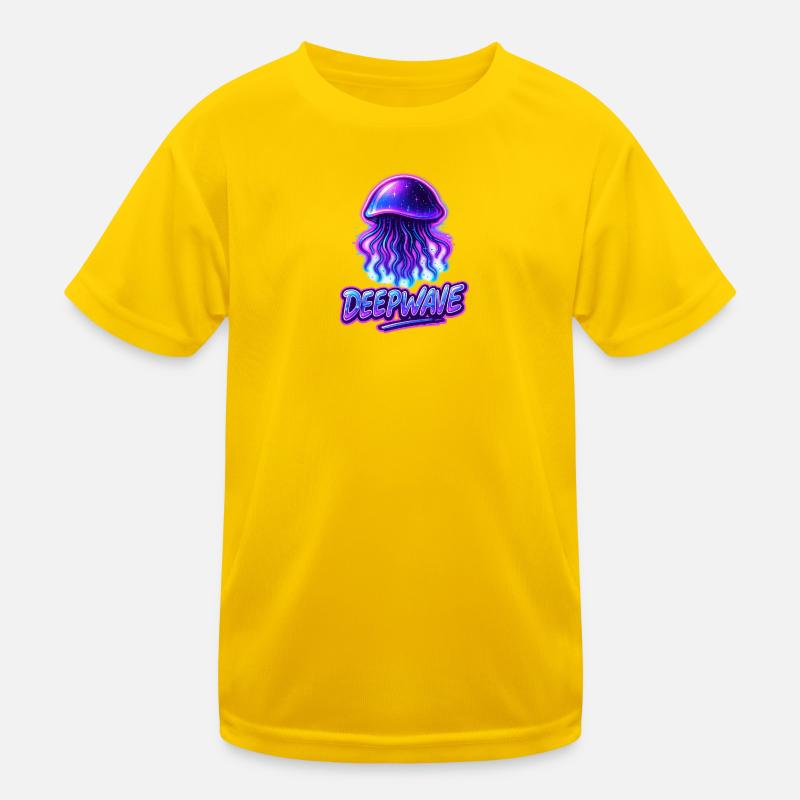 Neon Qualle Deepwave Design Kinder Funktions-T-Shirt