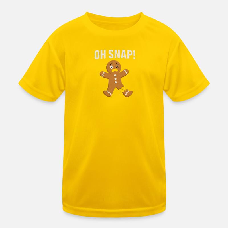 Gingerbread Man with Shocked Expression (Oh Snap) - Kids Functional T-Shirt - egg yellow