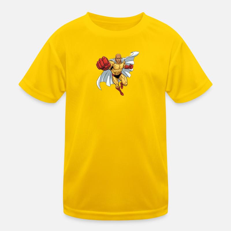 Supperheld Held Kraftsprung ohne Haare mit Glatze Kinder Funktions-T-Shirt