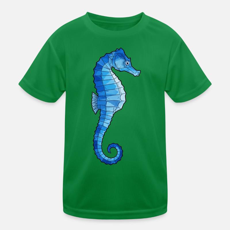 Hippocampe polygone bleu T-shirt sport Enfant
