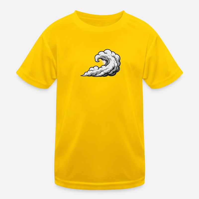 Swirl Cyclone Cloud Graphic - Kids Functional T-Shirt - egg yellow