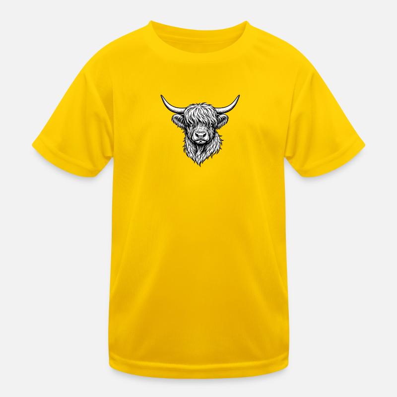 Dessin au trait Highlander monochrome T-shirt sport Enfant