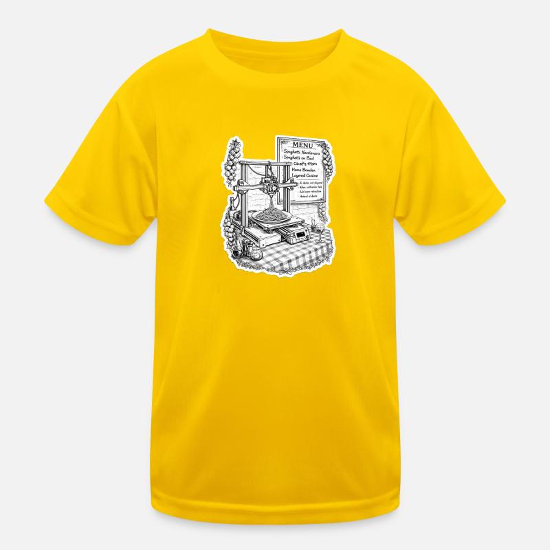 Spaghetti-3D-Drucker - Kinder Funktions-T-Shirt - Eigelb