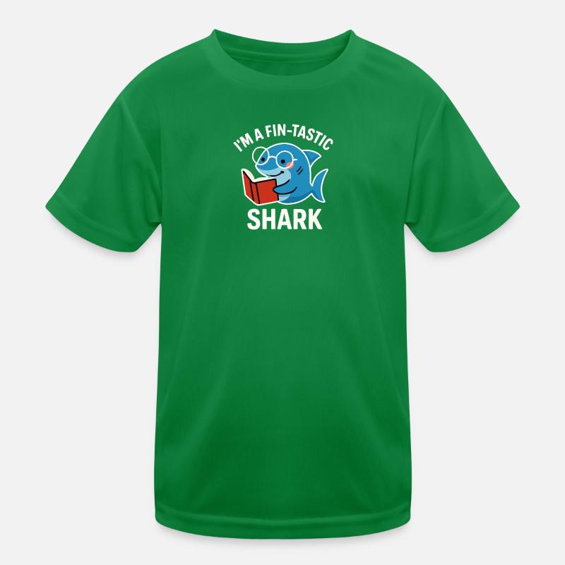 Fin-Tastic Shark reads book Kids Functional T-Shirt