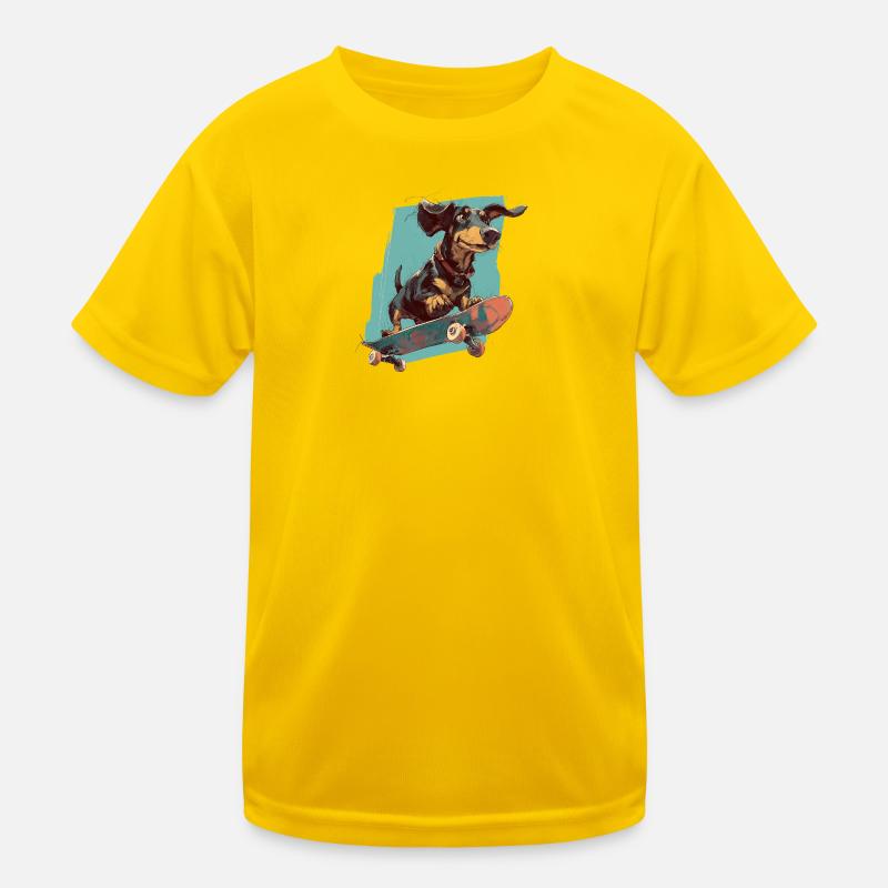 Skateboard-Dackel Kinder Funktions-T-Shirt