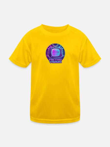 Retro Vision Neon TV - Kinder Funktions-T-Shirt - Eigelb