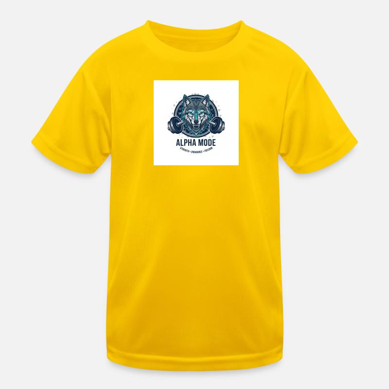 ALPHA_MODE_WOLF - Kids Functional T-Shirt - egg yellow