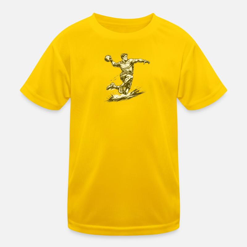 Dynamischer Handballer im Comic Stil Kinder Funktions-T-Shirt