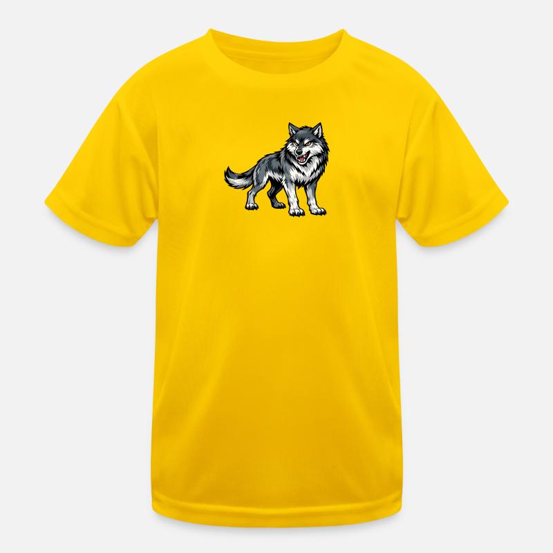 Wolfsgeist Illustration Kinder Funktions-T-Shirt