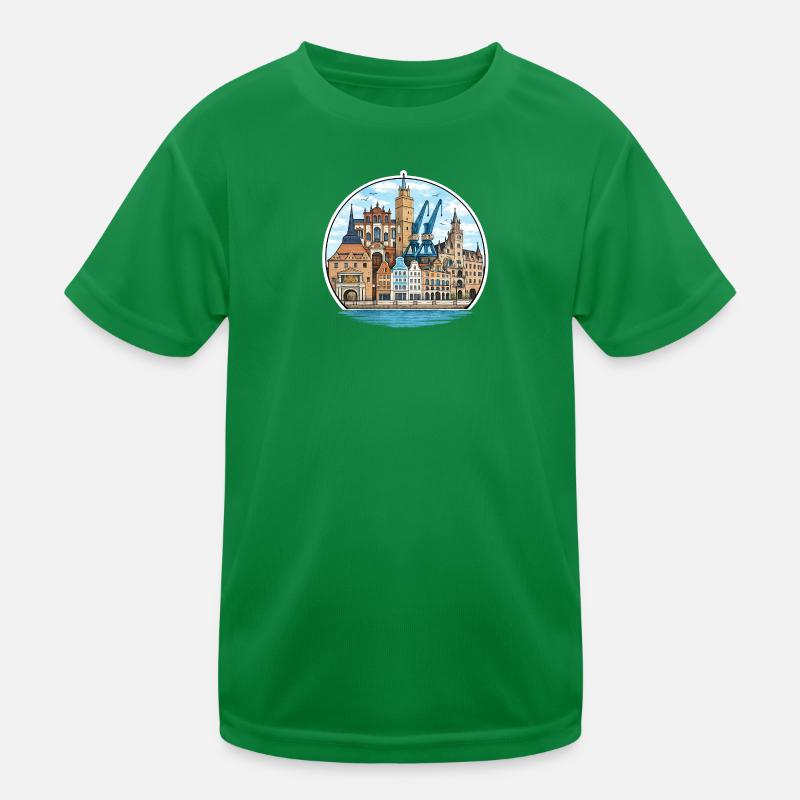 Rostocker Stadtansichtssache Kinder Funktions-T-Shirt