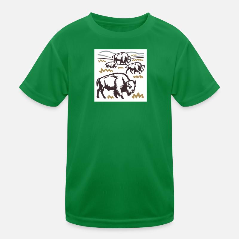 Bisonherde auf der Steppe Kinder Funktions-T-Shirt