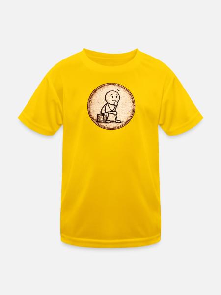 Sepia Denker Skizze - Kinder Funktions-T-Shirt - Eigelb - Vorne