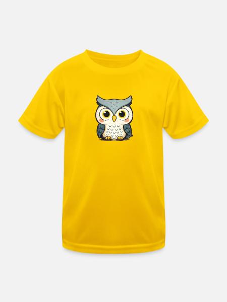 Cuddly owl illustration - Kids Functional T-Shirt - egg yellow