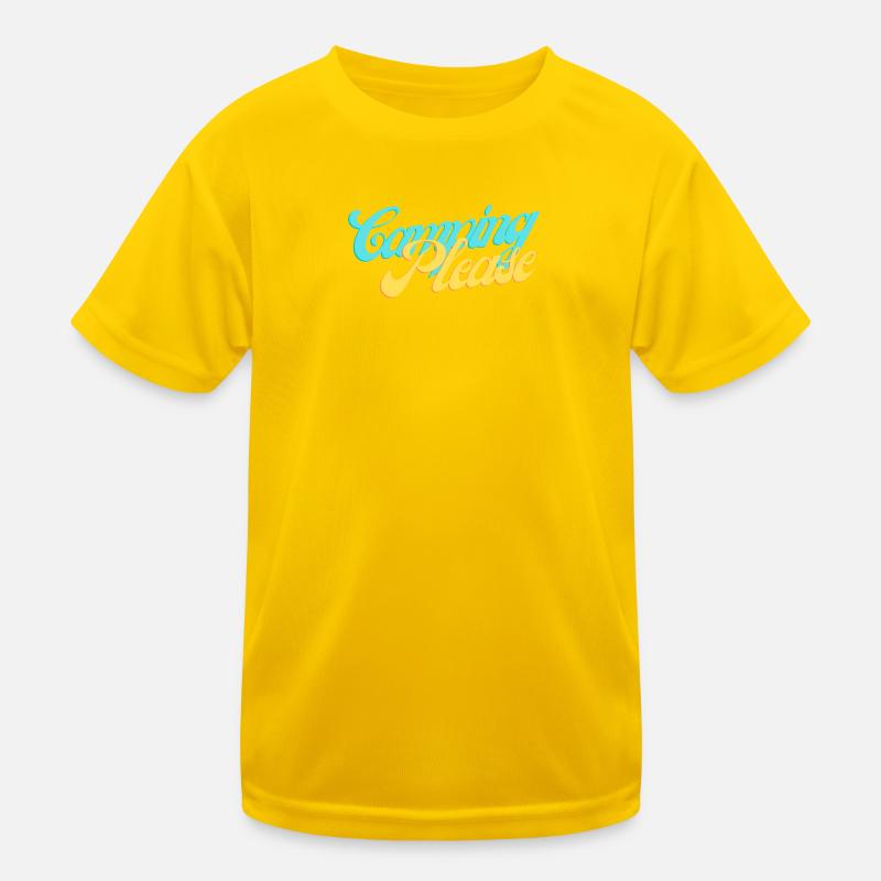 Camping Please Retro Script - Kinder Funktions-T-Shirt - Eigelb