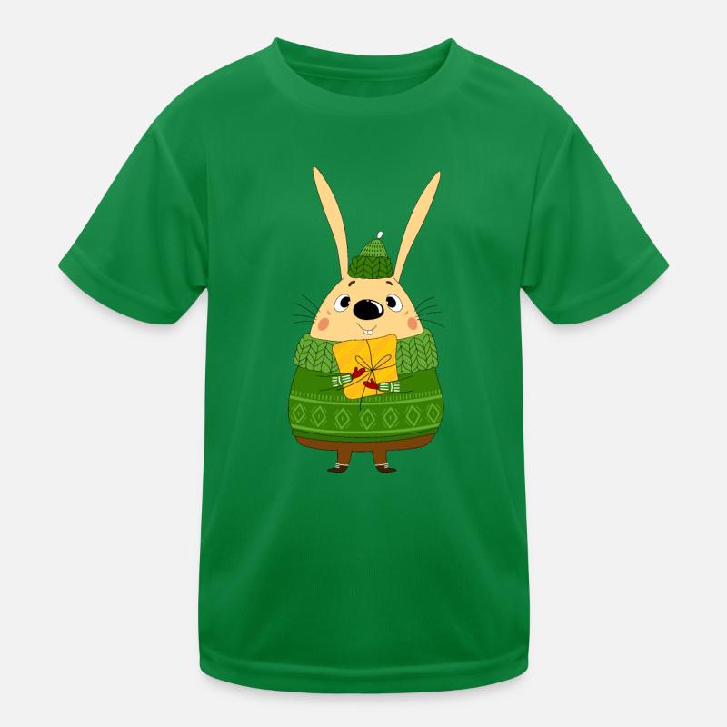 Rabbit and gift box Kids Functional T-Shirt