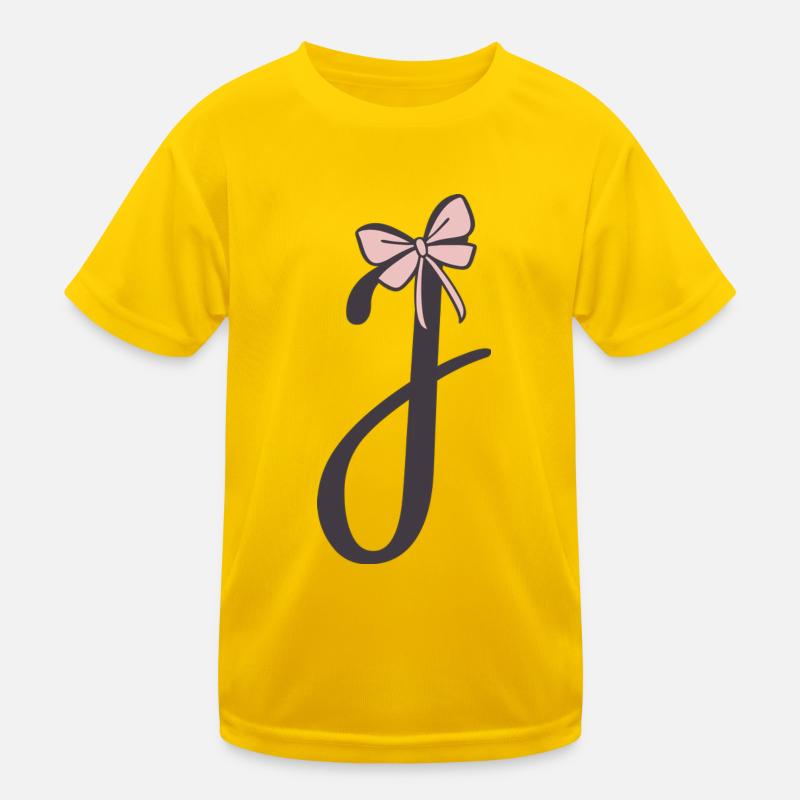 Anfangsbuchstabe J Schleifchen Kinder Funktions-T-Shirt