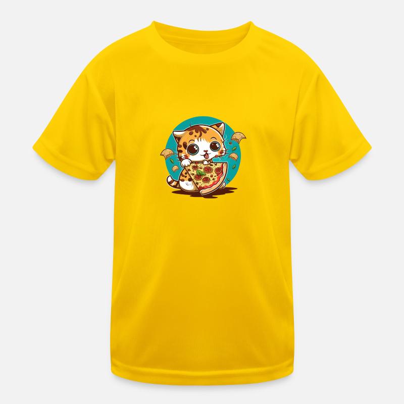 Kitten Pizza Chibi Kids Functional T-Shirt