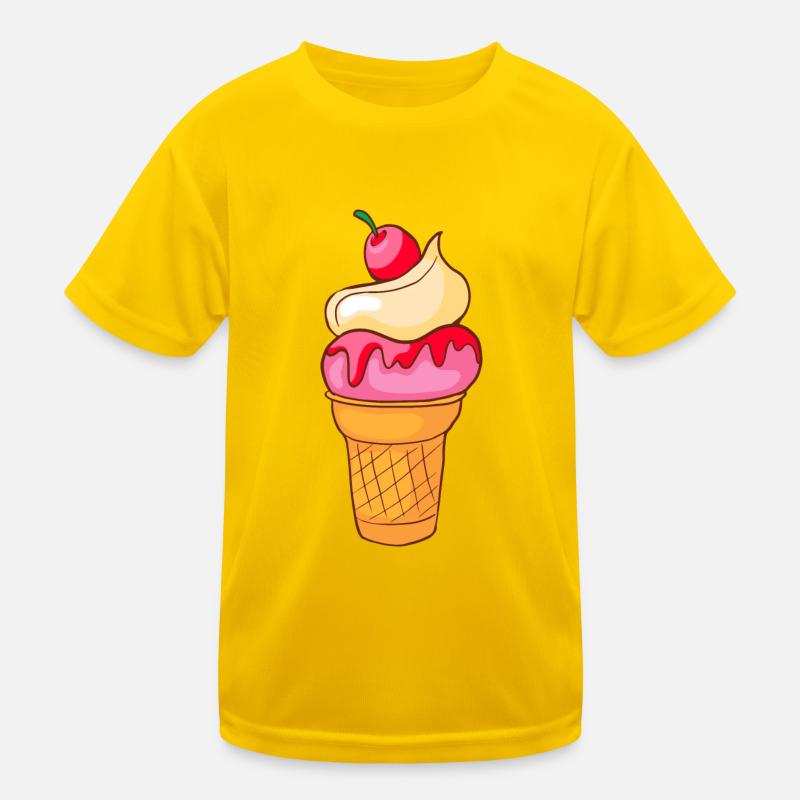Eis Speiseeis Eiskrem Eiscreme Kugeleis Eisbecher - Kinder Funktions-T-Shirt - Eigelb
