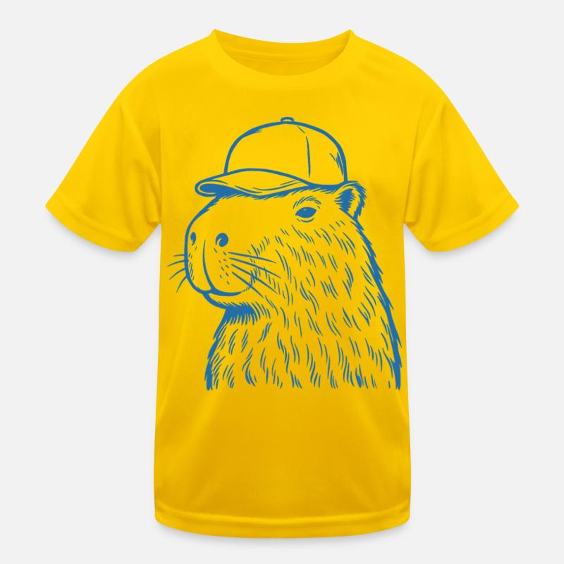 Capybara mit Baseballkappe Kinder Funktions-T-Shirt