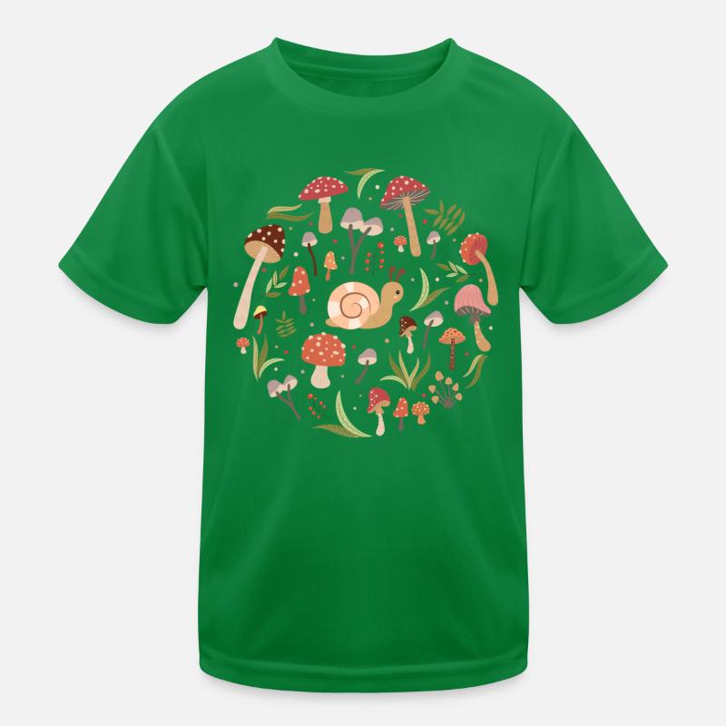 Herbst schnecke & Pilze (rund) Kinder Funktions-T-Shirt