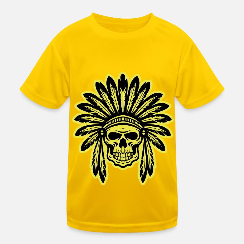 Apache Indian Chief Skull Kids Functional T-Shirt
