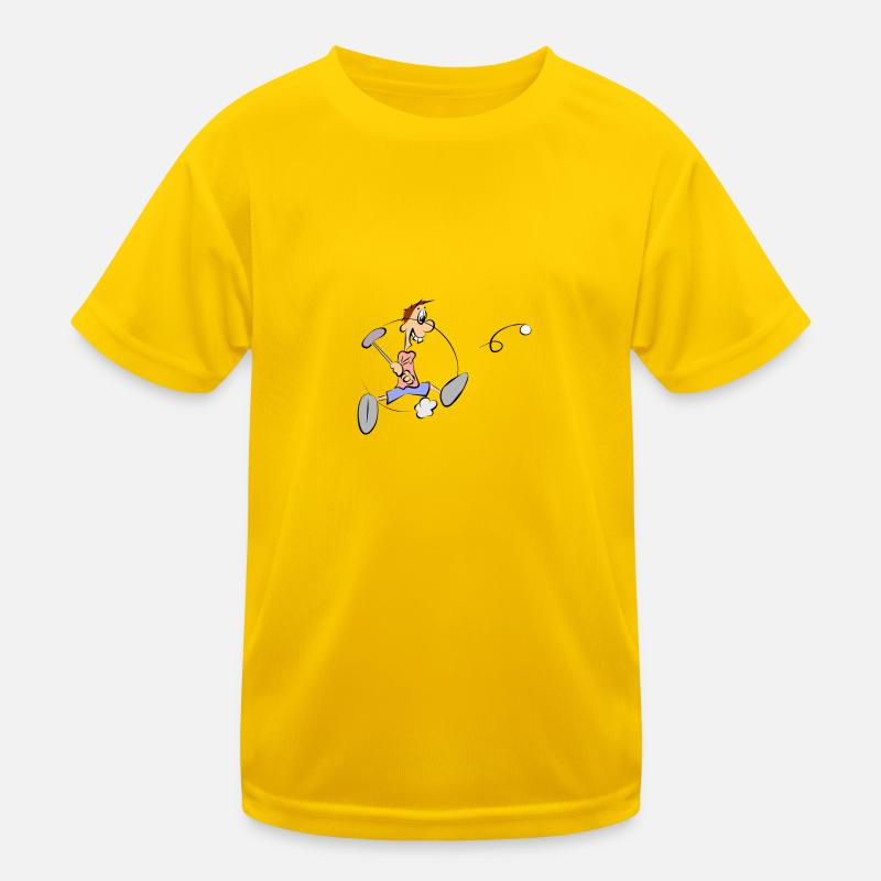 Eine Comic Figur beim Golf spielen - Geschenkidee - Kinder Funktions-T-Shirt - Eigelb