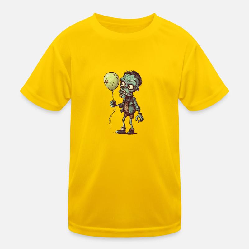 Cooler Comic Zombie mit gelbem Luftballon Kinder Funktions-T-Shirt