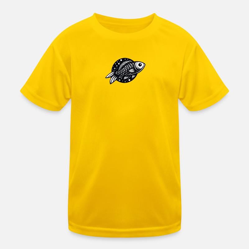 Fisch in schwarz weiß Kinder Funktions-T-Shirt