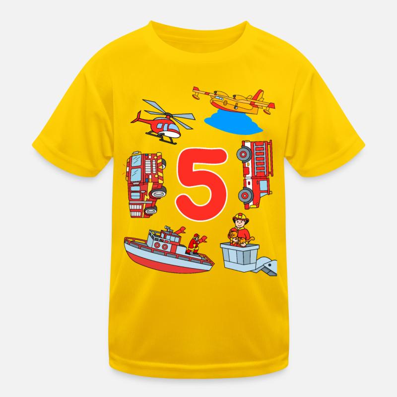 Fire brigade 5th birthday Kids Functional T-Shirt