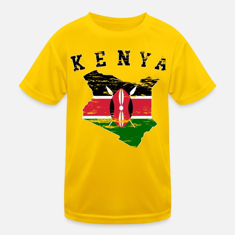 Carte murale du Kenya Drapeau utilisé T-shirt sport Enfant
