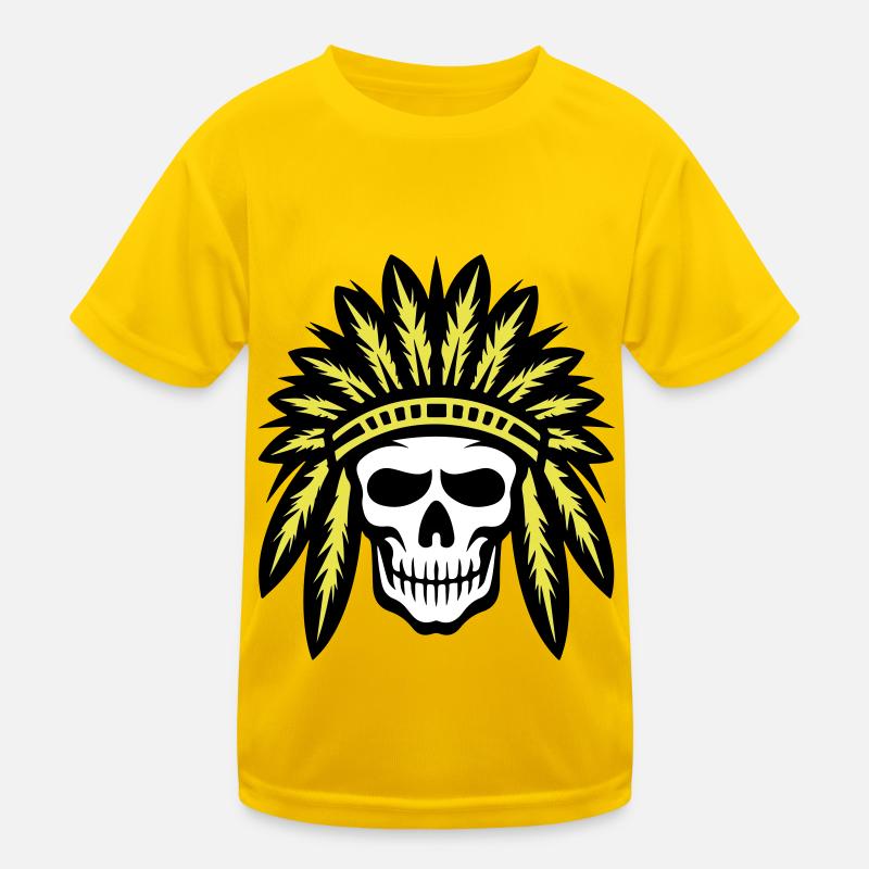 Apache Indian Chief Skull Kids Functional T-Shirt