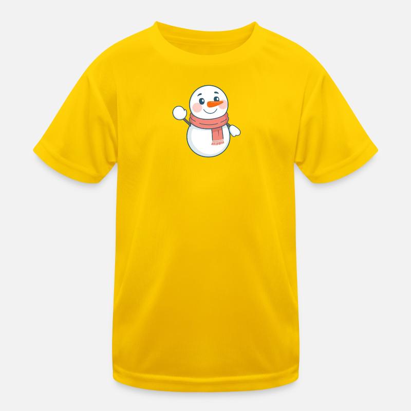 Bonhomme de neige douillet avec écharpe corail - Conception de Noël T-shirt sport Enfant