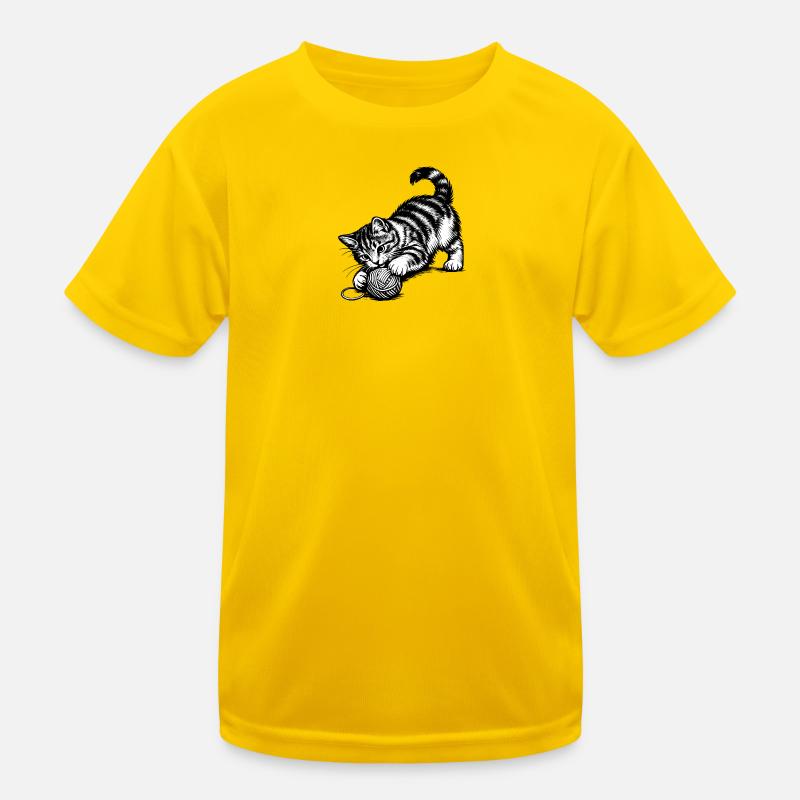 Verspieltes Kätzchen und Garn Kinder Funktions-T-Shirt