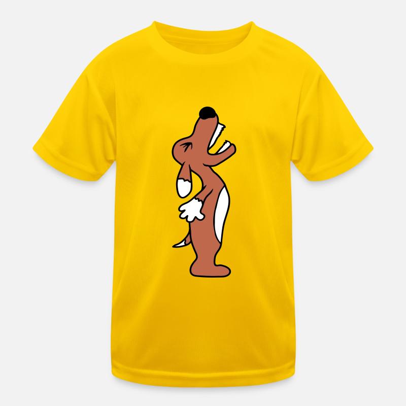 Dog angrily yelling upwards barking loudly yapping Kids Functional T-Shirt
