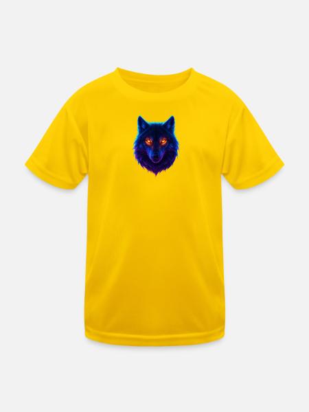 Neon Wolfs Aurora-Augen - Kinder Funktions-T-Shirt - Eigelb
