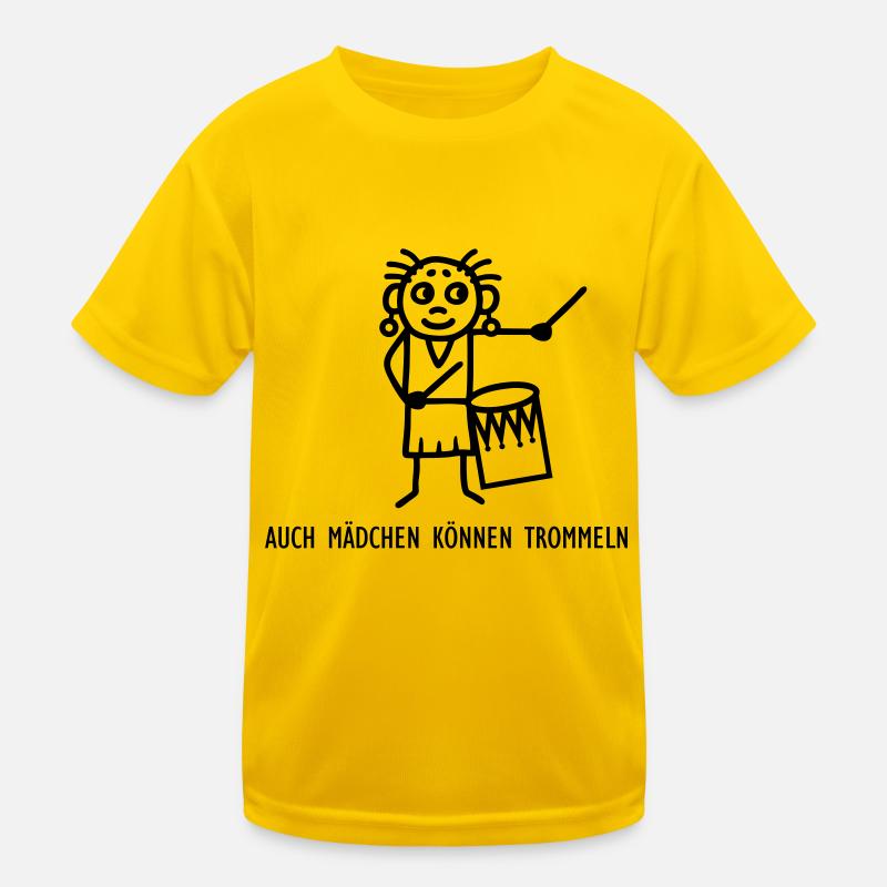 Mädchen können trommeln - Kinder Funktions-T-Shirt - Eigelb