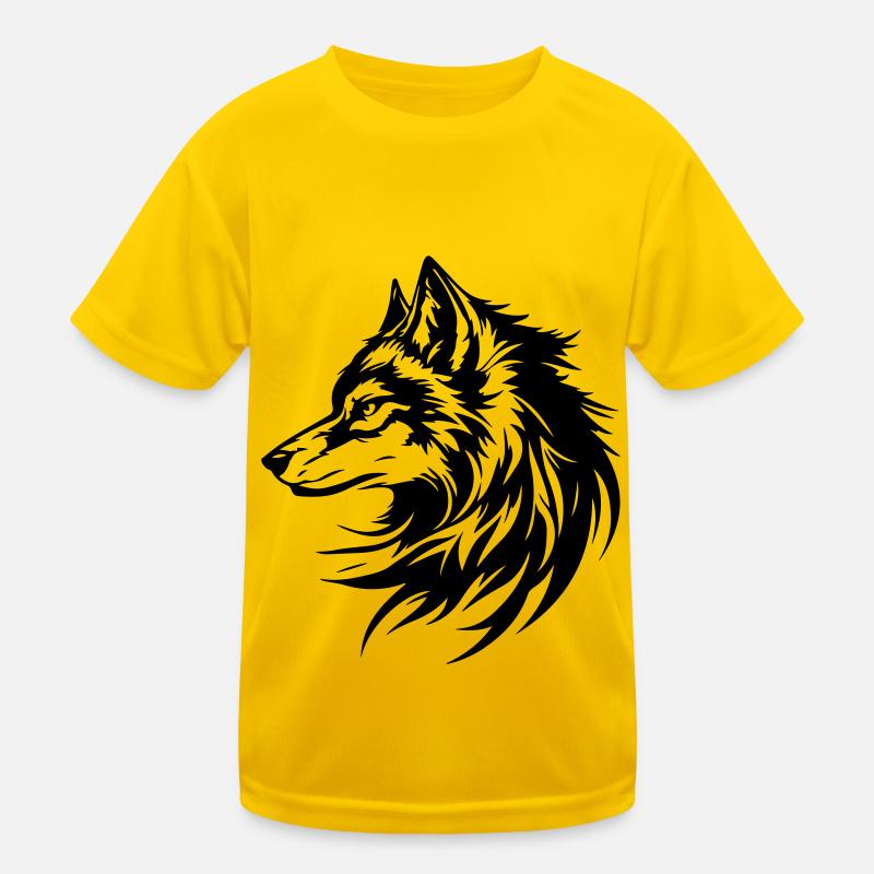 Wolf Head Silhouette Kids Functional T-Shirt