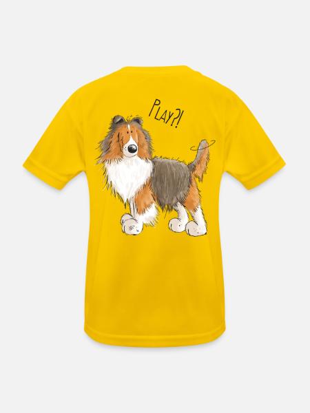 Sheltie Play - Shetland Sheepdog - Shelties - Hund - Kinder Funktions-T-Shirt - Eigelb