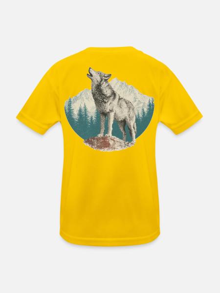 Wolf - Kids Functional T-Shirt - egg yellow - Back