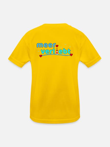 Meerverliebt Leuchtturm Herzdesign - Kinder Funktions-T-Shirt - Eigelb