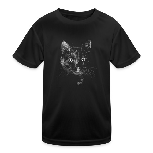 Schwarze Katze - Kinder Funktions-T-Shirt