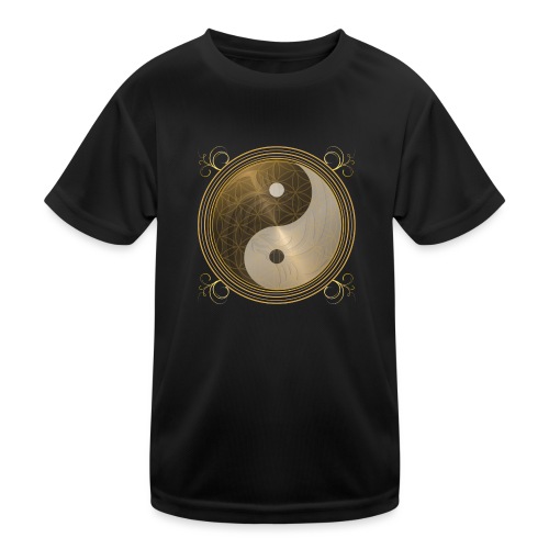 golden Dragon Yin Yang flower of live sun energy - Kinder Funktions-T-Shirt
