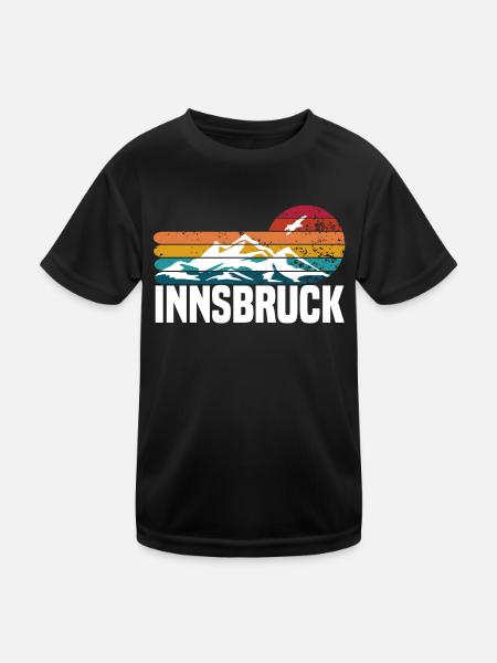 Innsbruck sonnenuntergang - Kinder Funktions-T-Shirt - Schwarz - Vorne