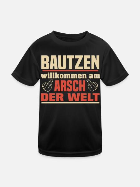 Arsch der Welt Bautzen - Kinder Funktions-T-Shirt - Schwarz - Vorne