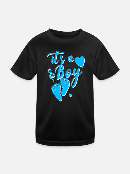it s a boy 04 - Kinder Funktions-T-Shirt - Schwarz - Vorne