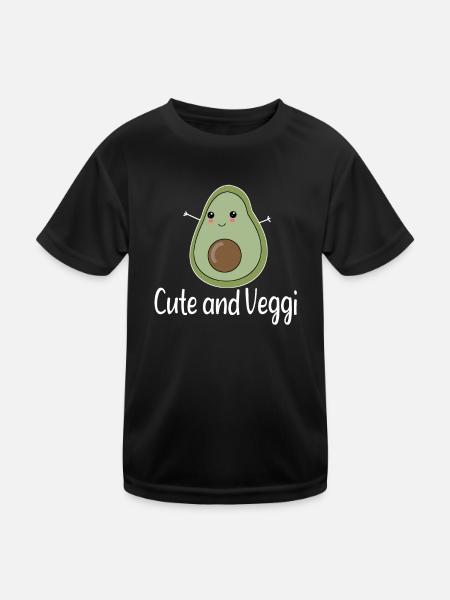 Avocat mignon et végétarien - T-shirt sport Enfant - noir - Devant